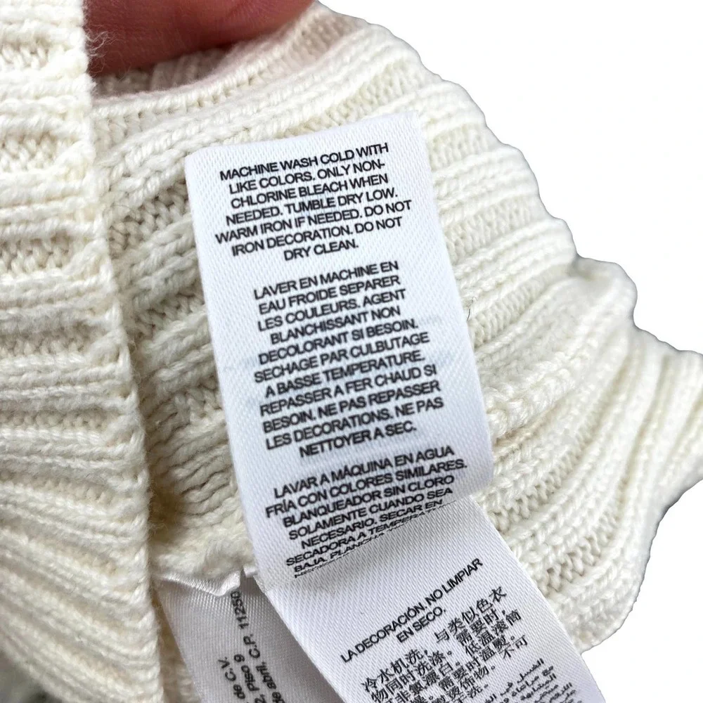 Habitual Girl White Cable Knit Cotton Blend Cropped Sweater GIrls Size 12 EUC - Picture 8 of 8